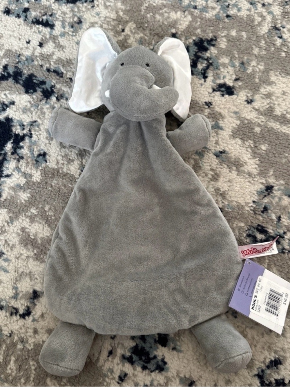 Wubbanub Gray Elephant Lovey Comfort - Soft Cuddle Toy NWT Newborn Infant